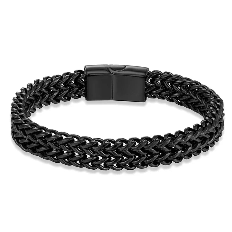 Vintage Oxidized Double Curb Chain Bracelet