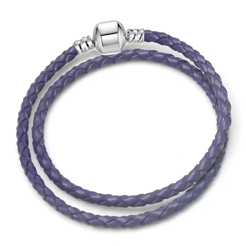 Leather Chain Charm Bracelet