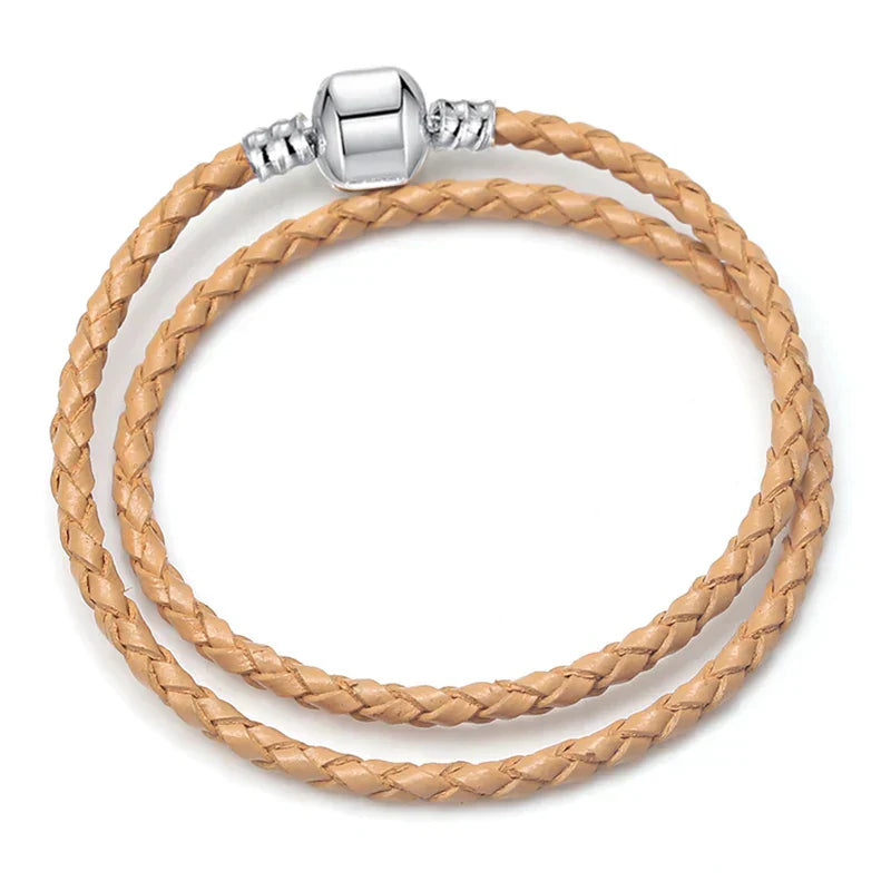 Leather Chain Charm Bracelet