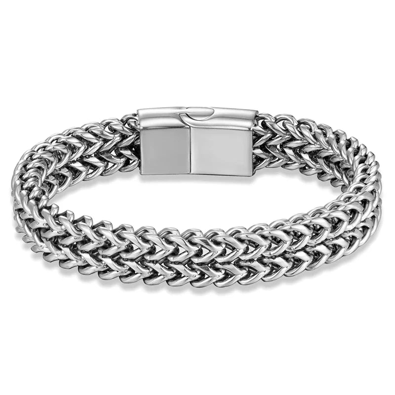 Vintage Oxidized Double Curb Chain Bracelet