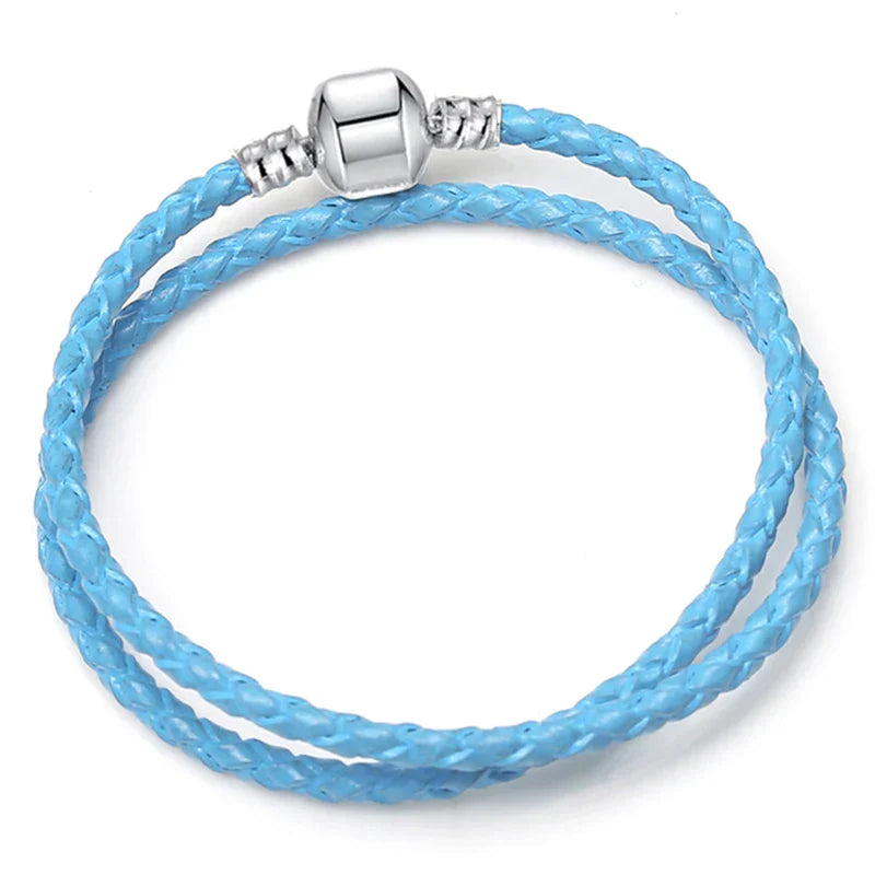 Leather Chain Charm Bracelet